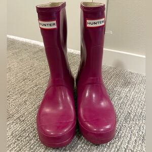 Hunter Original Gloss Short Rain Boots Burgundy Waterproof Women’s US 7 EU 38